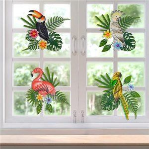 4 Packs Metal Bird Wall Decor, Flamingo Parrot Wall Art with Green Plants